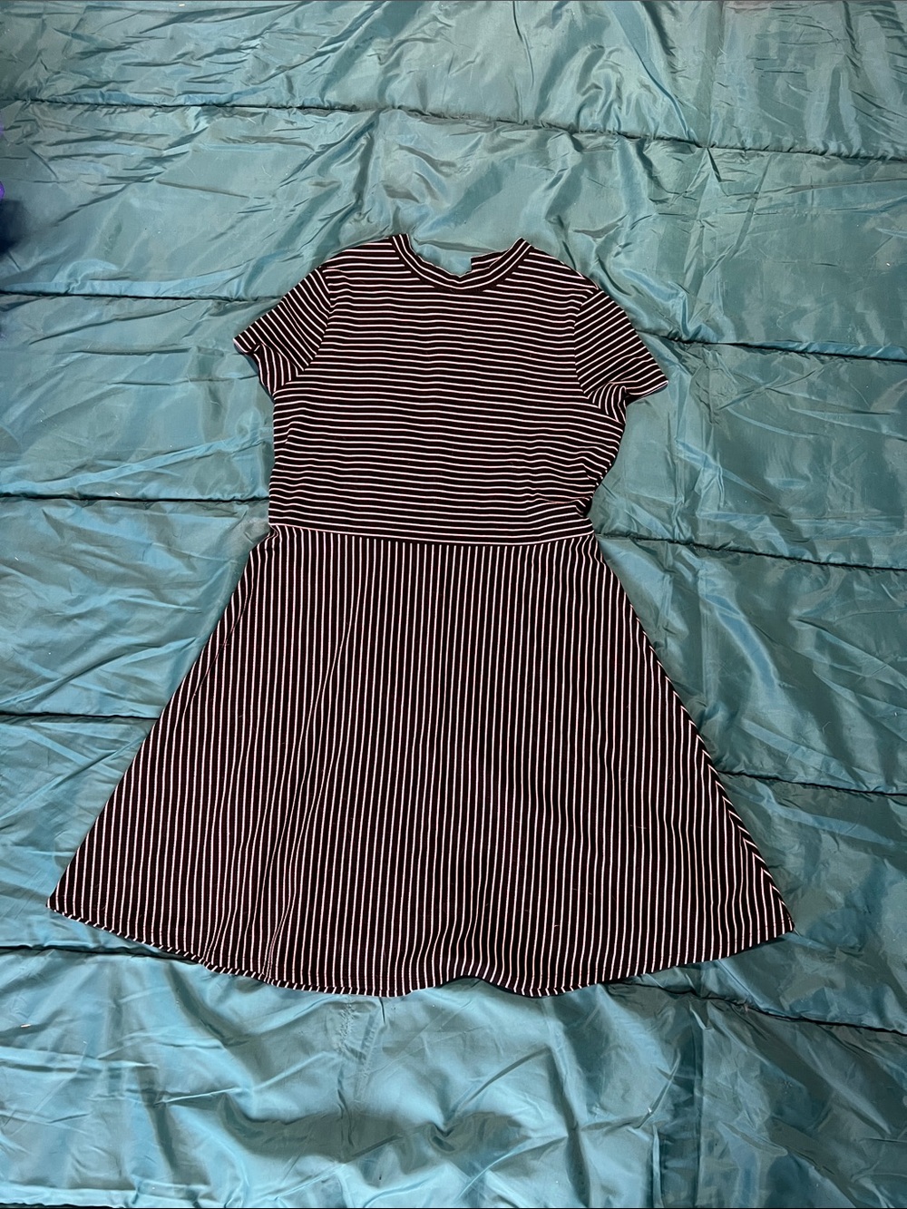 Justice Black and White Striped Casual Fit-and-Flare Dress